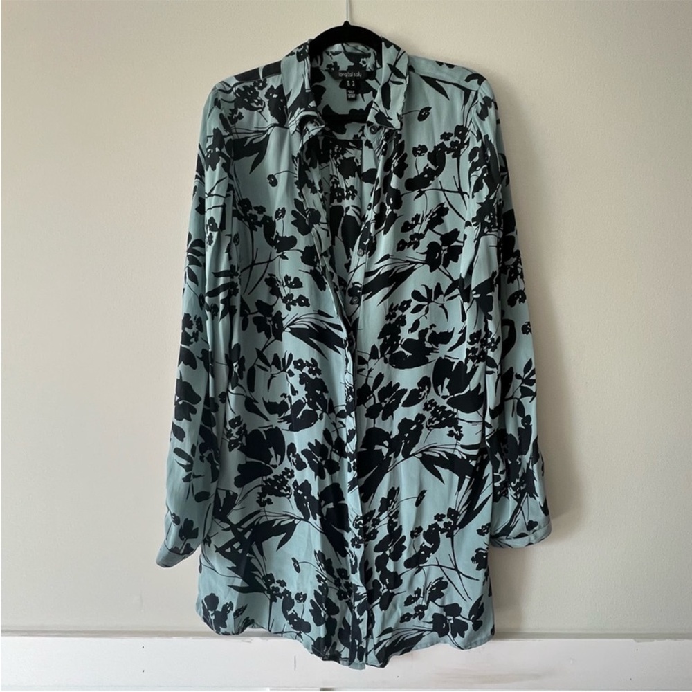 Long Tall Sally floral print viscose button up shirt